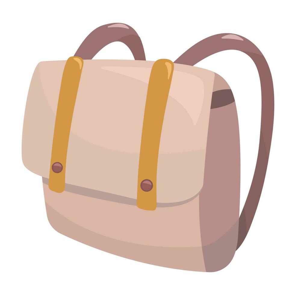 linda beige mochila hecho en boho estilo, bolso para colegio y viajar, vector color ilustración