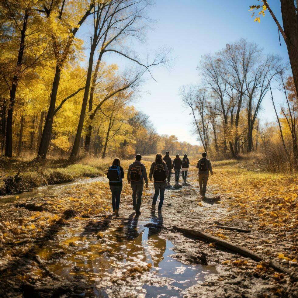 naturaleza caminar con otoño follaje foto