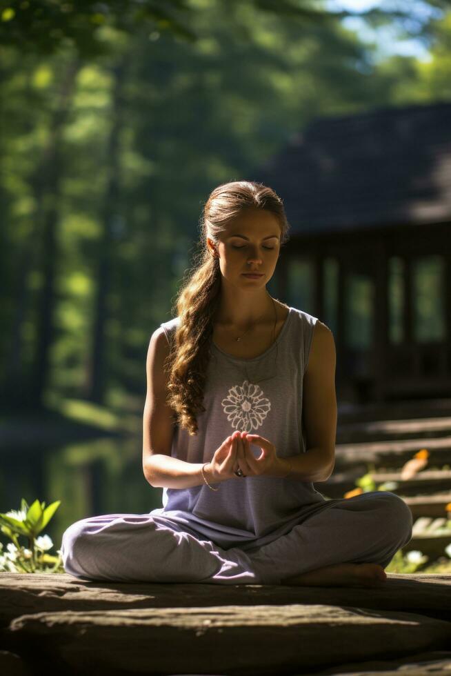 Yoga and meditation in a peaceful setting photo