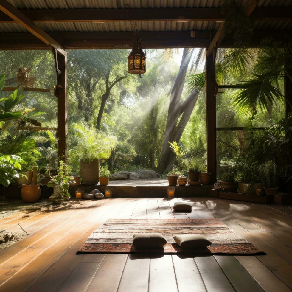 Yoga and meditation in a peaceful setting photo