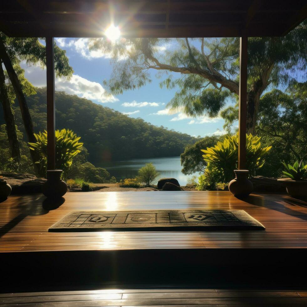 Yoga and meditation in a peaceful setting photo