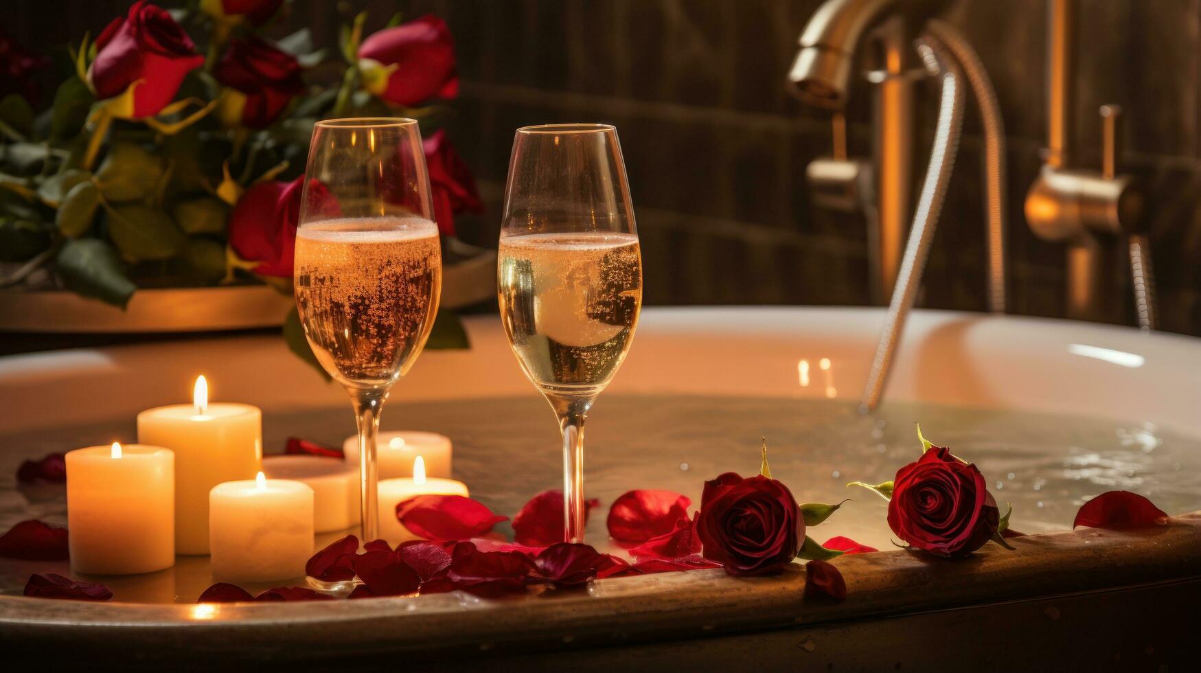 Bubble bath with candles and wine 29737941 Stock Photo at Vecteezy
