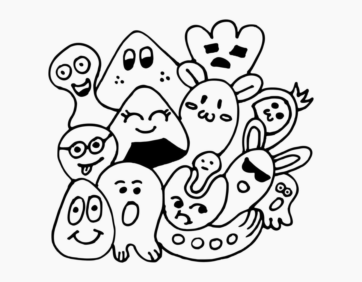 Hand-drawn doodle with black line. Creative abstract illustration that suitable for sticker, drawing book, cover. Isolated on white background vector