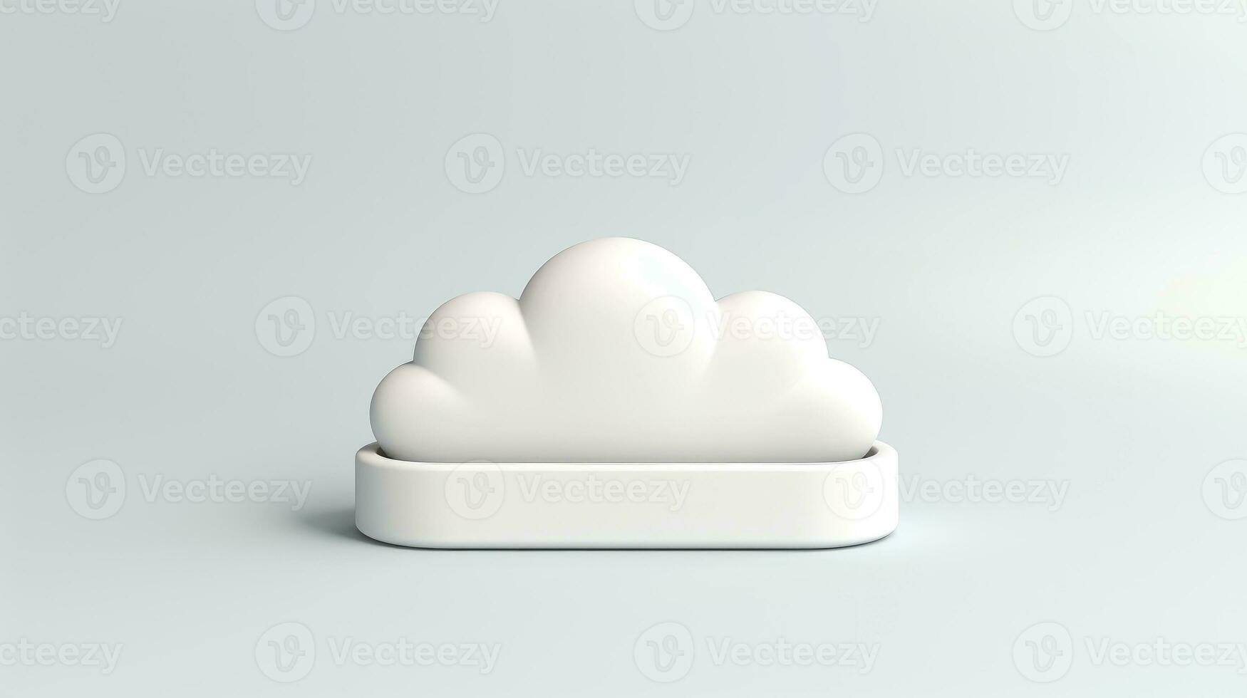 3D white cloud icon minimal style, cloud computing online service, digital technology security concept, Generative AI illustration photo