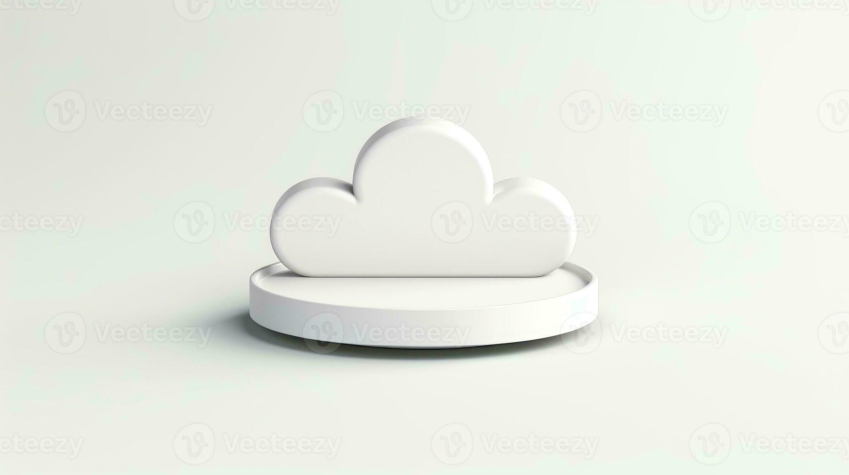 3D white cloud icon minimal style, cloud computing online service, digital technology security concept, Generative AI illustration photo