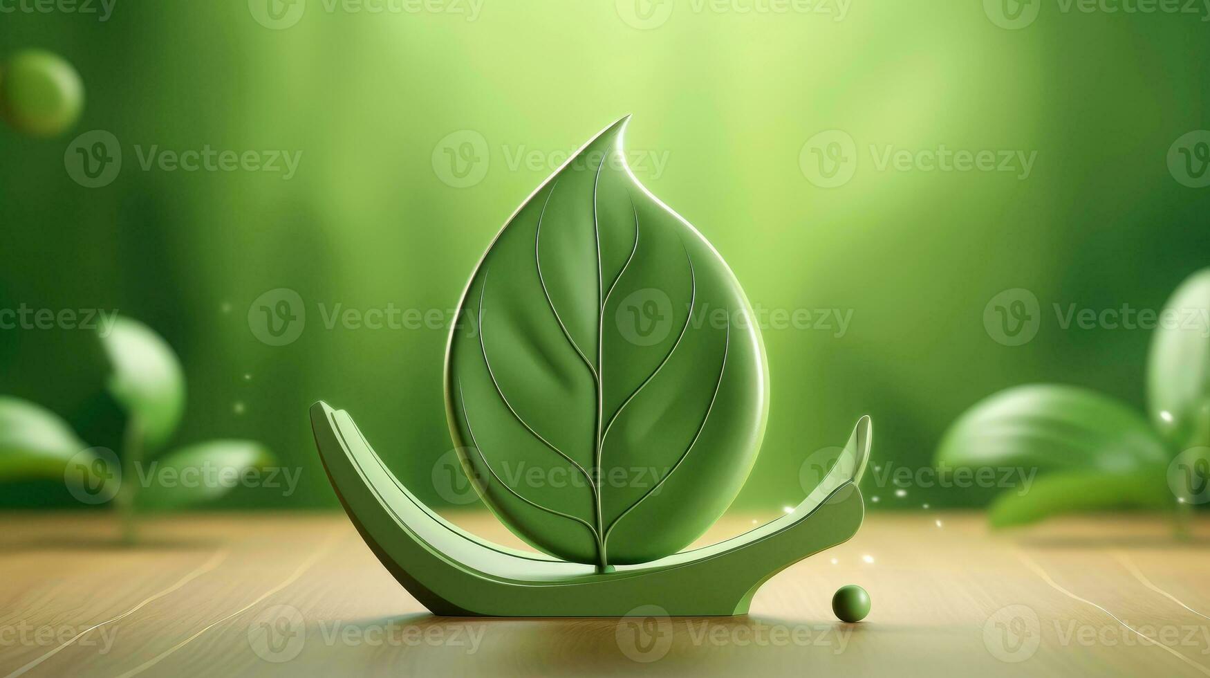 3d Bosquejo hoja de árbol y planta. ecología, bio y natural productos concepto, cerca arriba ver de hojas composición, mínimo estilo, generativo ai ilustración foto