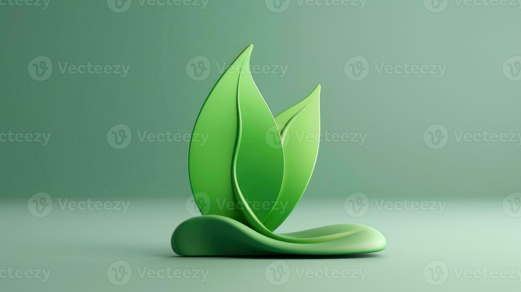 3d mockup leaf of tree and plant. Ecology, bio and natural products concept, Close up view of leaves composition, minimal style, Generative AI illustration photo