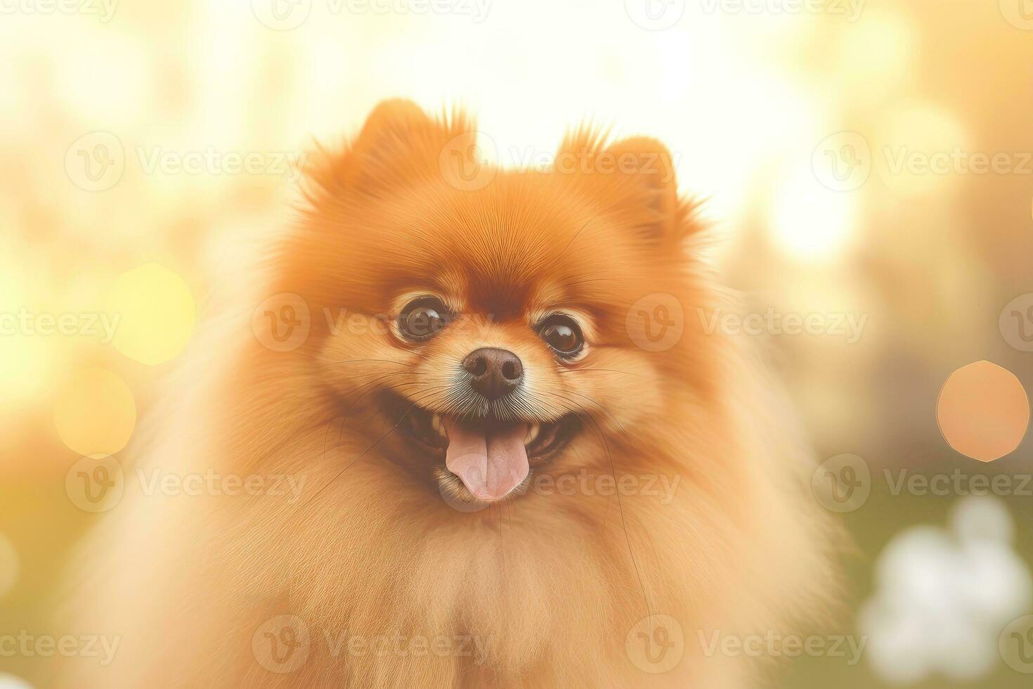 Close-up of cute dog with beautiful bokeh background, Generative AI illustration photo