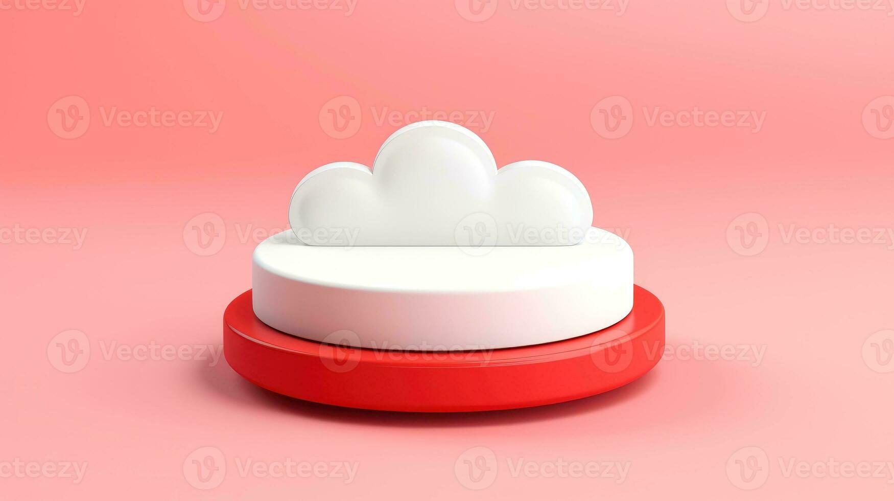 3D red white cloud icon minimal style, cloud computing online service, digital technology security concept, Generative AI illustration photo