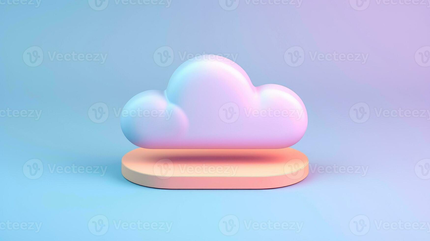 3D purple cloud icon minimal style, cloud computing online service, digital technology security concept, Generative AI illustration photo
