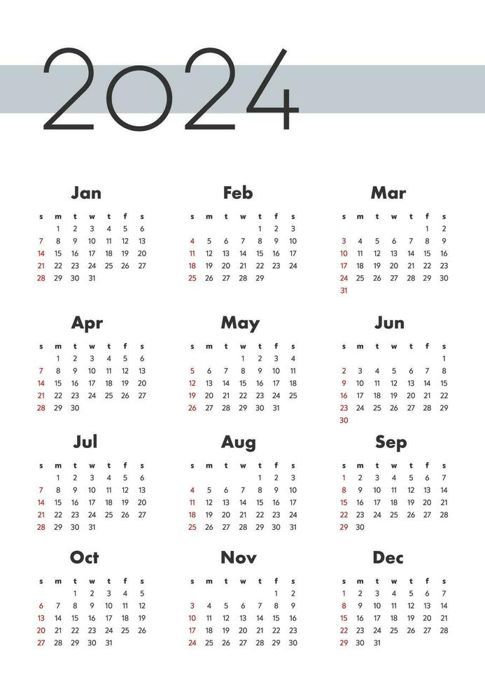 mensual calendario para 2024. Alemania calendario. el semana empieza en domingo. vector