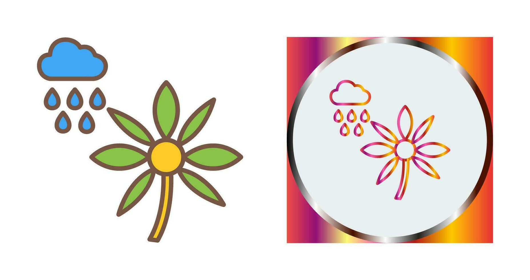 Flower with rain Vector Icon