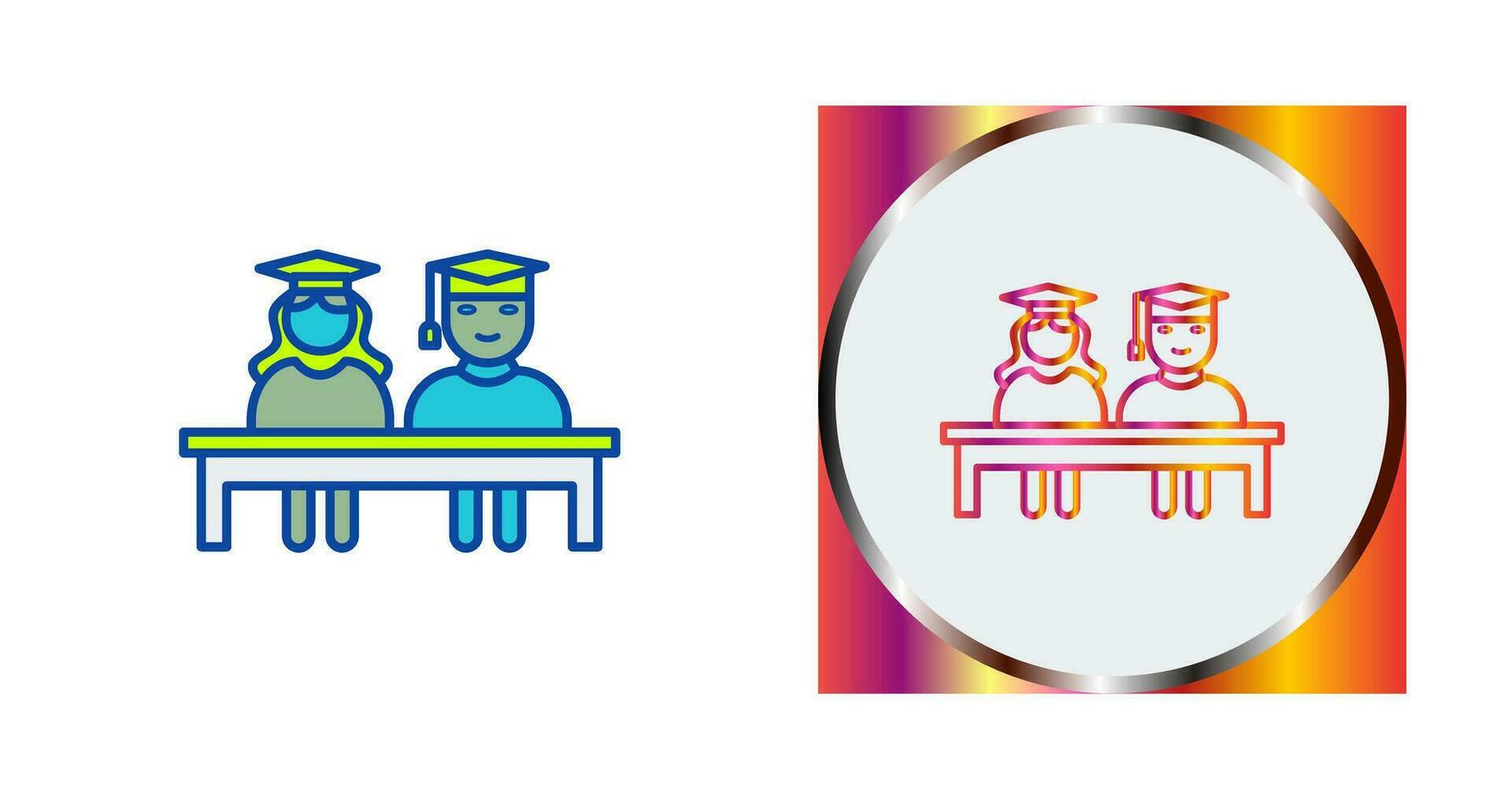 Unique Students Sitting Vector Icon