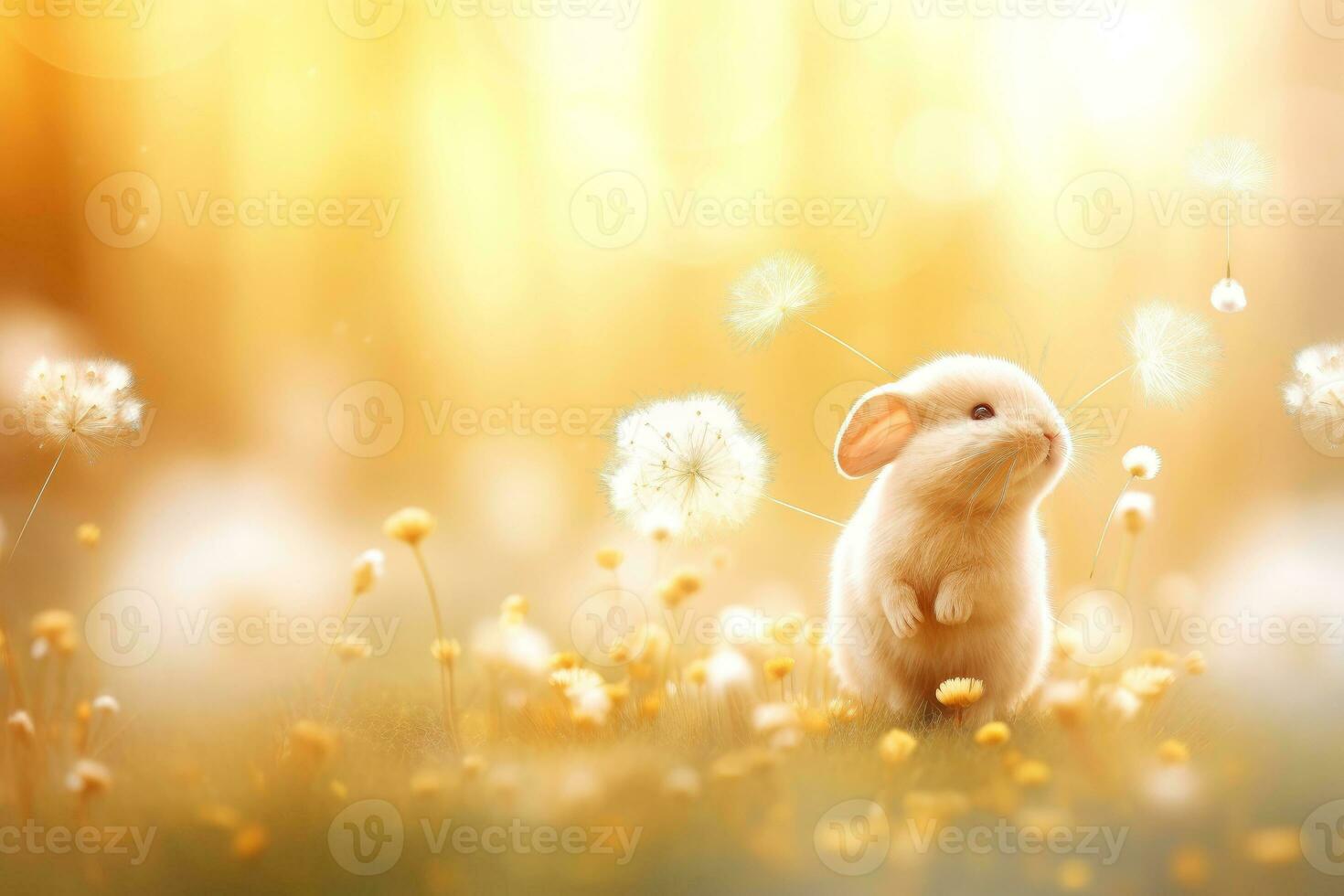 Close-up of cute rabbit with beautiful bokeh background, Generative AI illustration photo