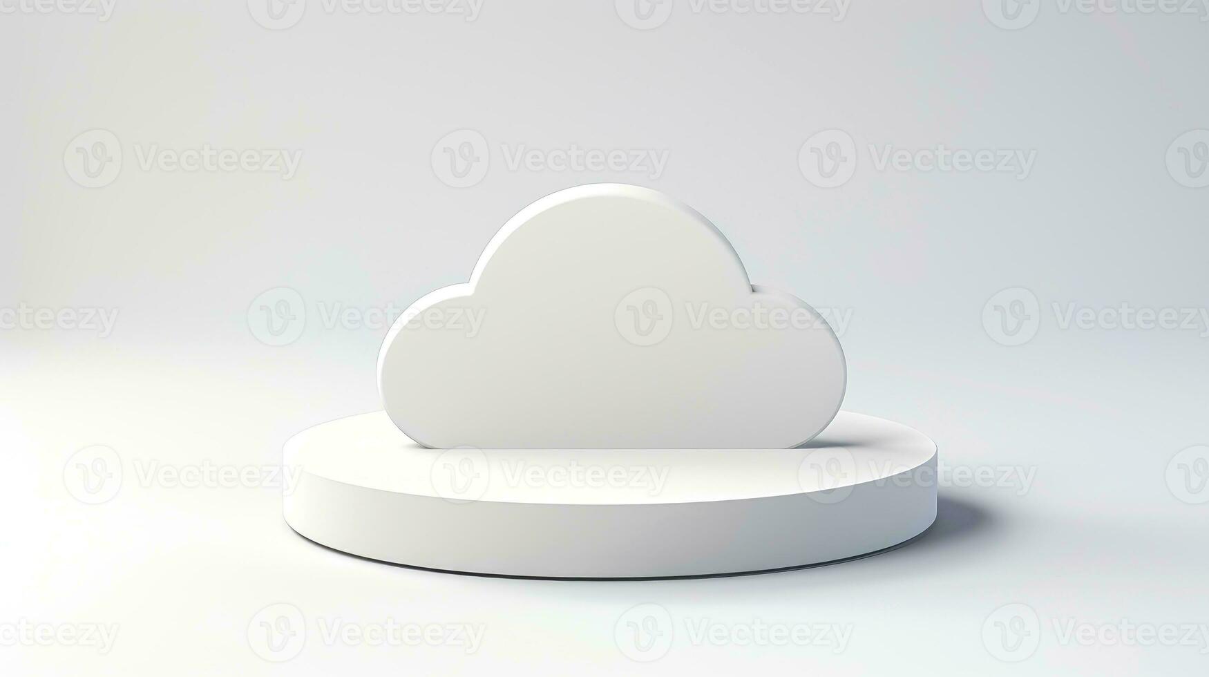 3D white cloud icon minimal style, cloud computing online service, digital technology security concept, Generative AI illustration photo