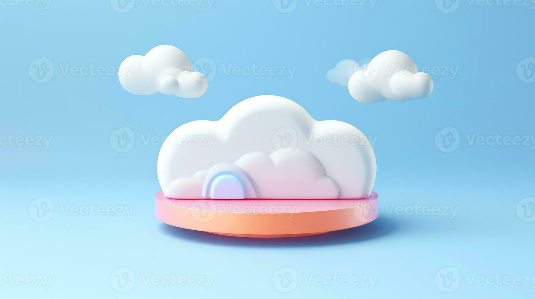 3D cloud icon minimal style, cloud computing online service, digital technology security concept, Generative AI illustration photo