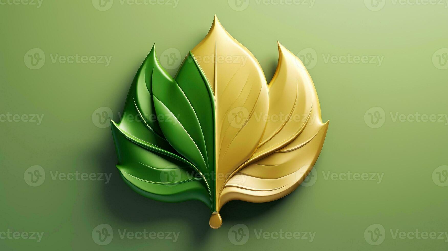 3d mockup leaf of tree and plant. Ecology, bio and natural products concept, Close up view of leaves composition, minimal style, Generative AI illustration photo