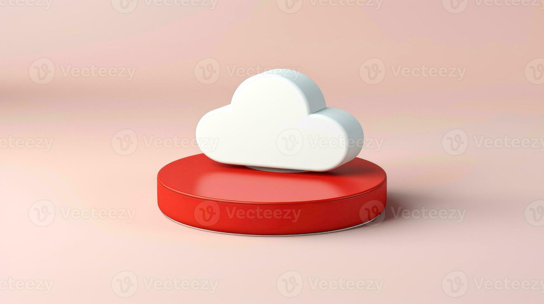 3D red white cloud icon minimal style, cloud computing online service, digital technology security concept, Generative AI illustration photo