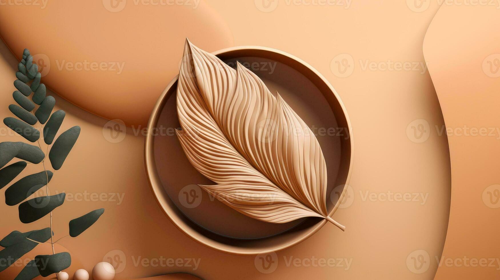 3d mockup leaf of tree and plant. Ecology, bio and natural products concept, Close up view of leaves composition, minimal style, Generative AI illustration photo