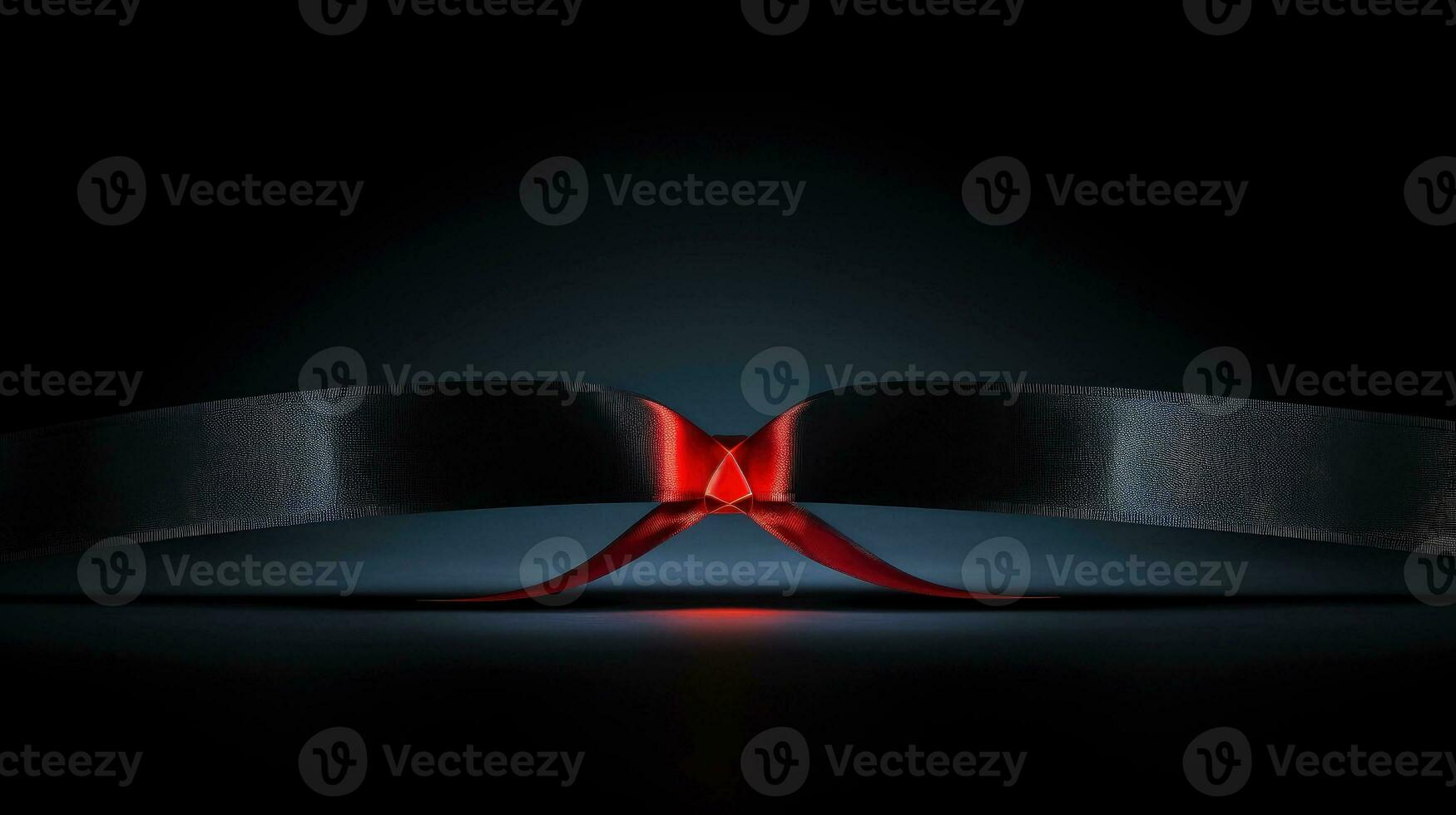 Red ribbon on dark background, World AIDS Day, concept of helping those in need, Generative AI illustration photo