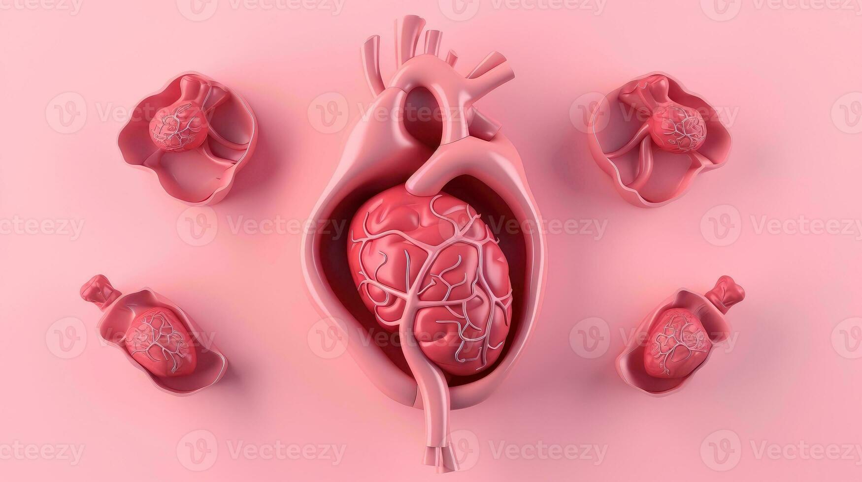 3D illustration mockup of the human organ system, Anatomy, Nervous, circulatory, digestive, excretory, urinary,and bone systems. Medical education concept, Generative AI illustration photo