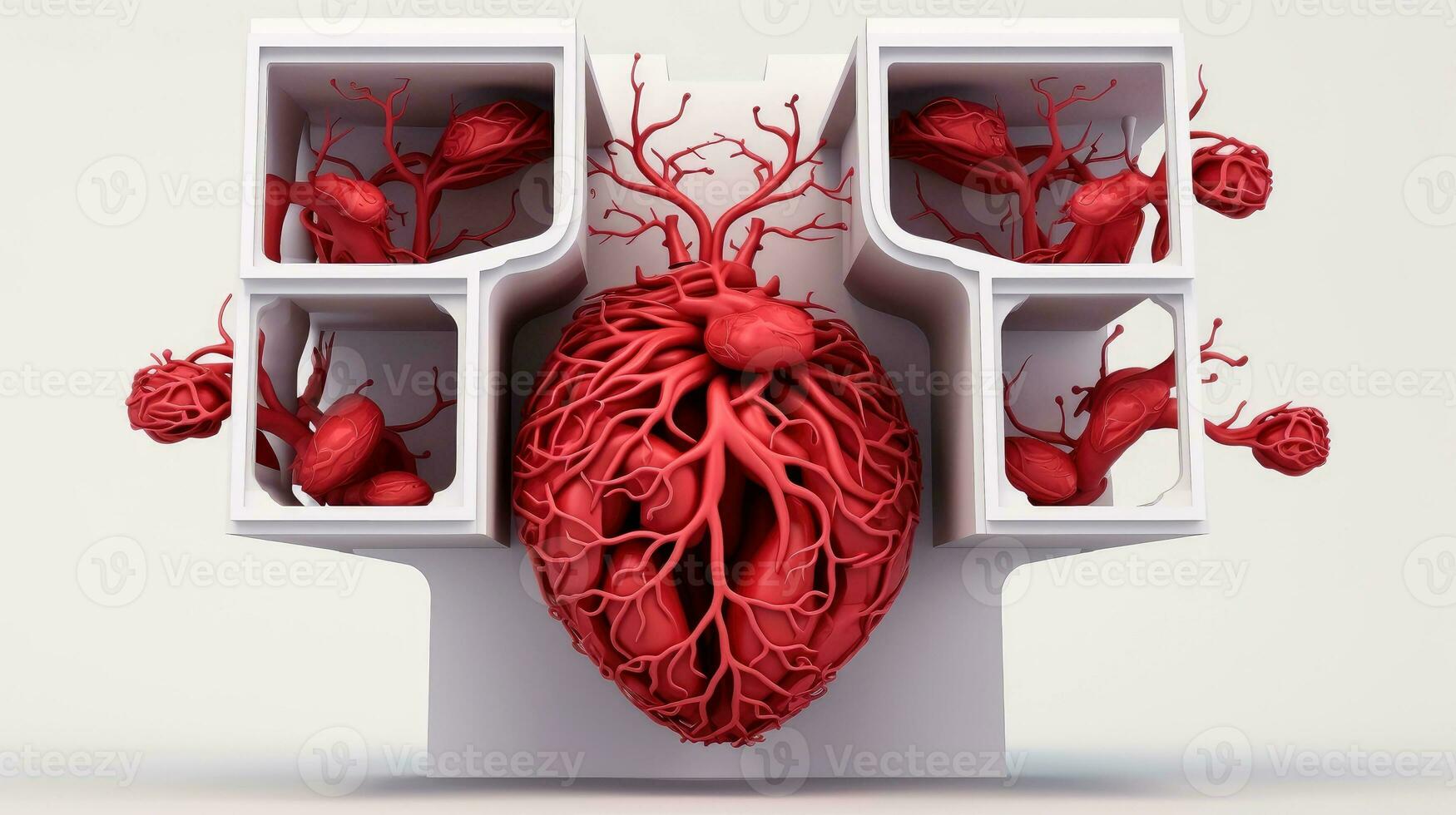 3D illustration mockup of the human organ system, Anatomy, Nervous, circulatory, digestive, excretory, urinary,and bone systems. Medical education concept, Generative AI illustration photo