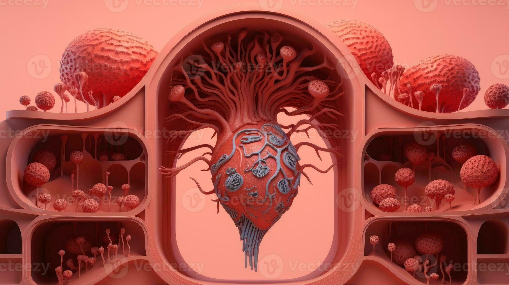 3D illustration mockup of the human organ system, Anatomy, Nervous, circulatory, digestive, excretory, urinary,and bone systems. Medical education concept, Generative AI illustration photo