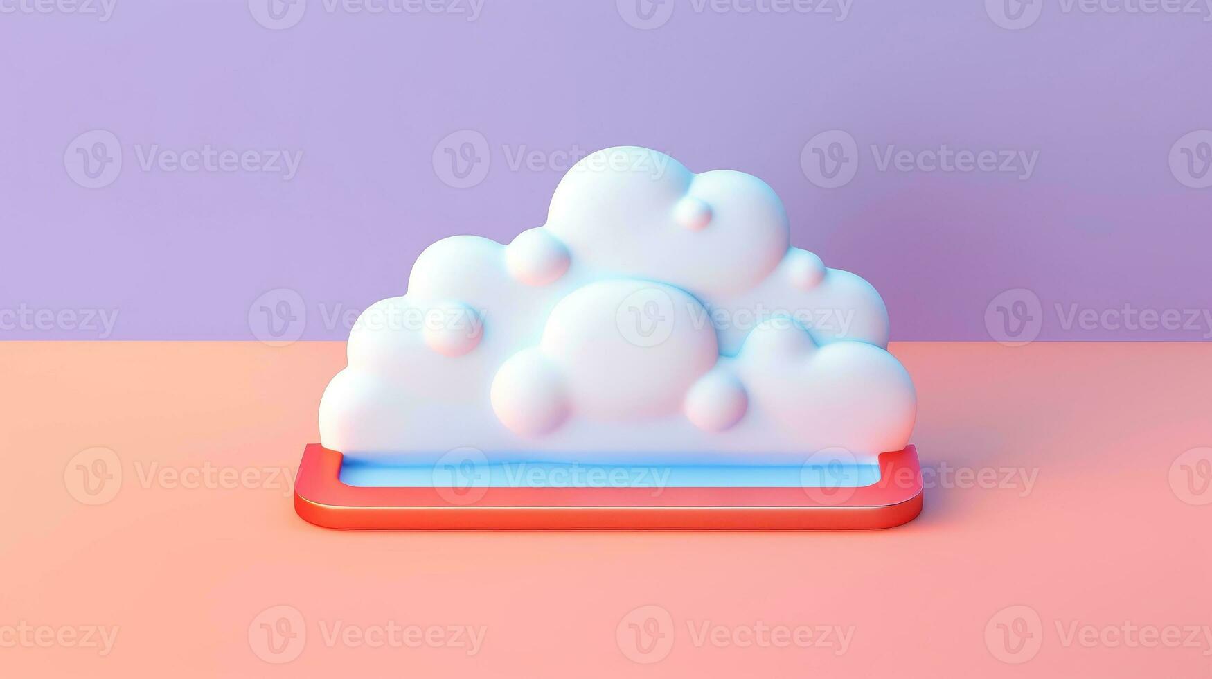 3D purple cloud icon minimal style, cloud computing online service, digital technology security concept, Generative AI illustration photo