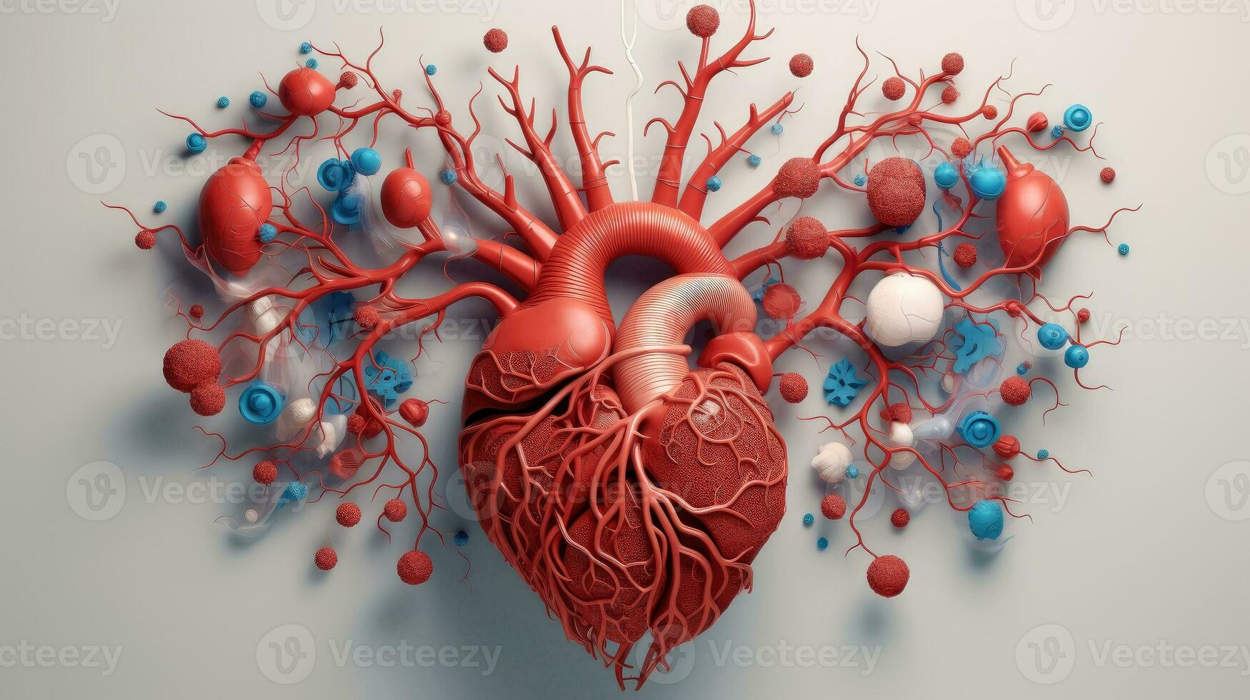 3D illustration mockup of the human organ system, Anatomy, Nervous, circulatory, digestive, excretory, urinary,and bone systems. Medical education concept, Generative AI illustration photo