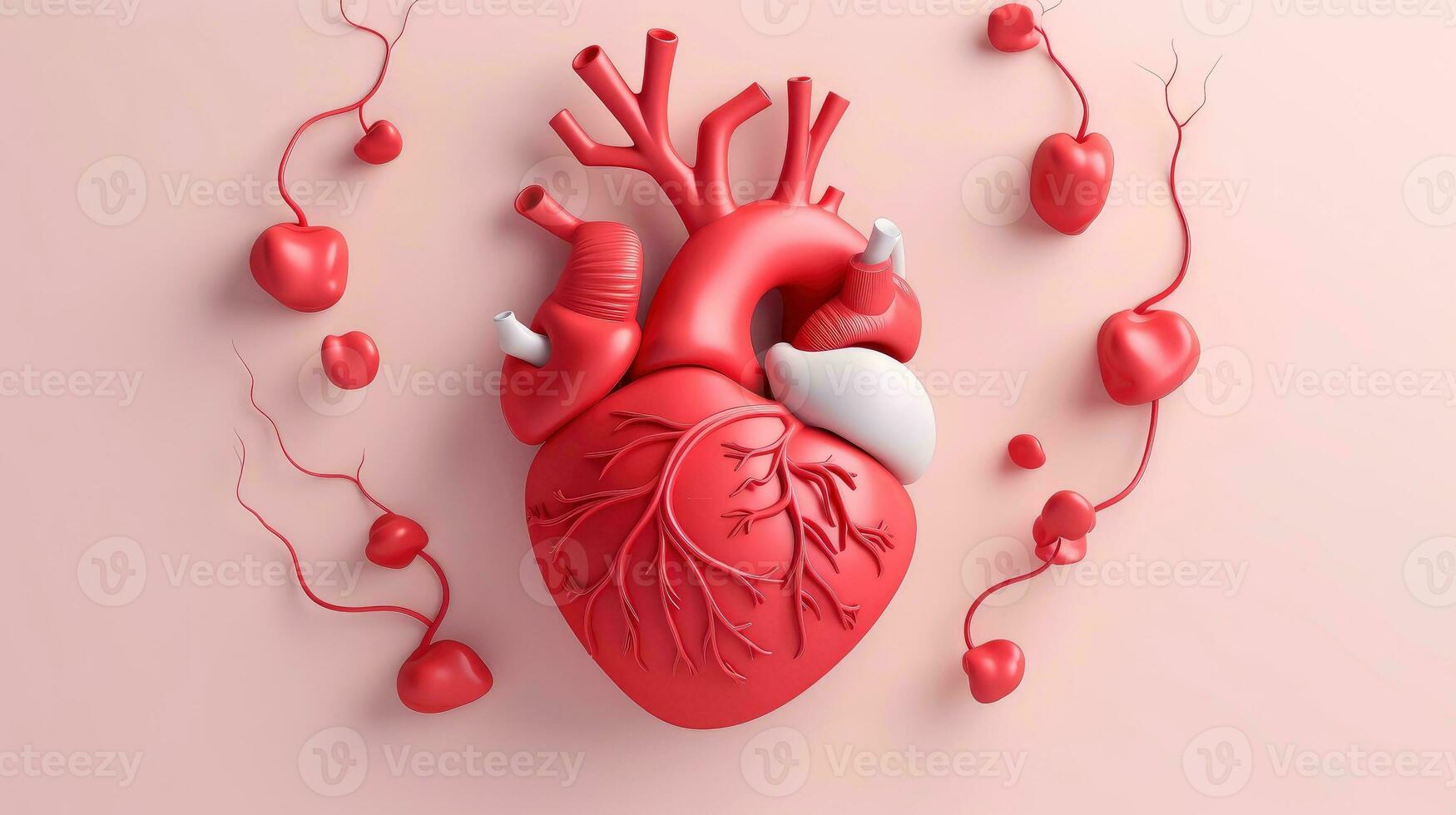 3D illustration mockup of the human organ system, Anatomy, Nervous, circulatory, digestive, excretory, urinary,and bone systems. Medical education concept, Generative AI illustration photo