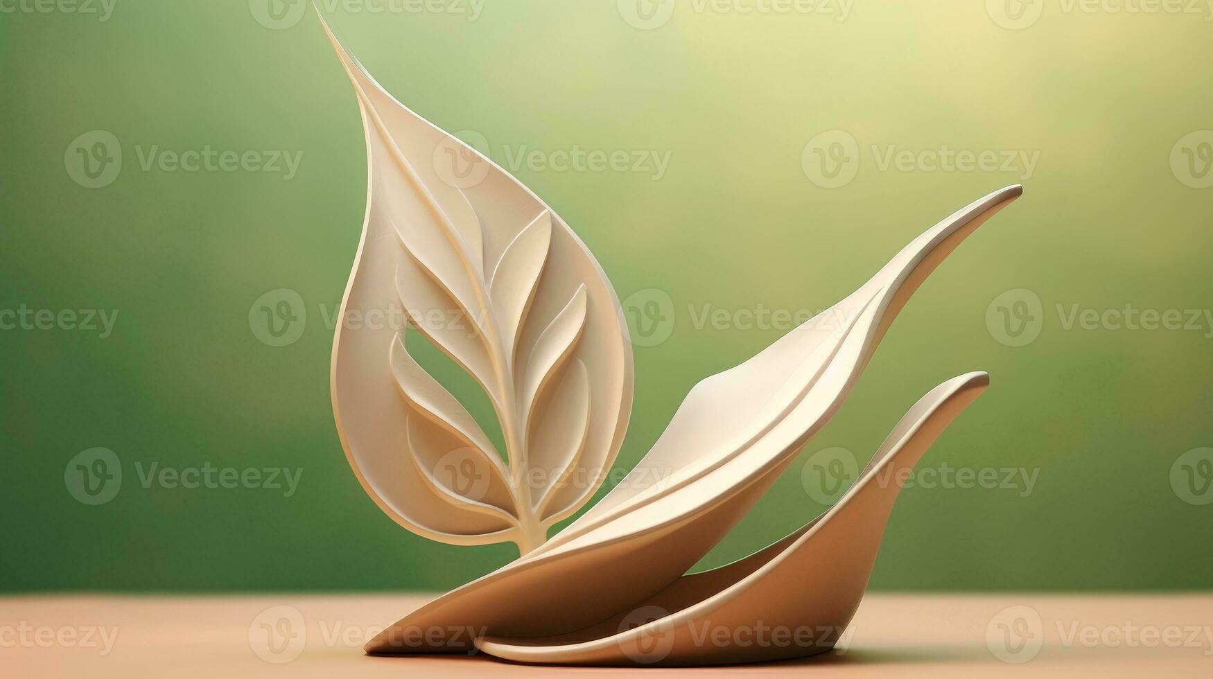 3d mockup leaf of tree and plant. Ecology, bio and natural products concept, Close up view of leaves composition, minimal style, Generative AI illustration photo