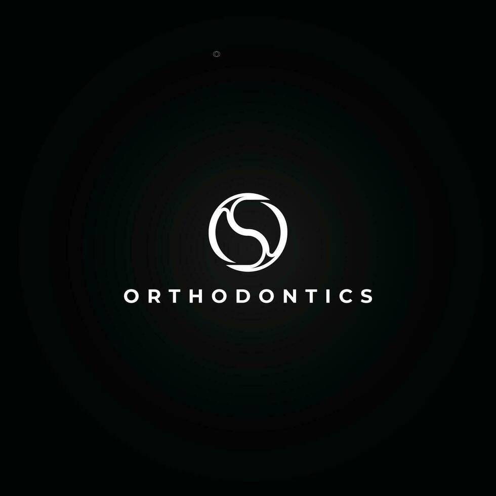 Abstract Design letter OS or SO logo icon. Creative Vector Design Letter OS Logo in white color isolated on black Background. Letter OS logo applied for high-end modern orthodontic office logo design
