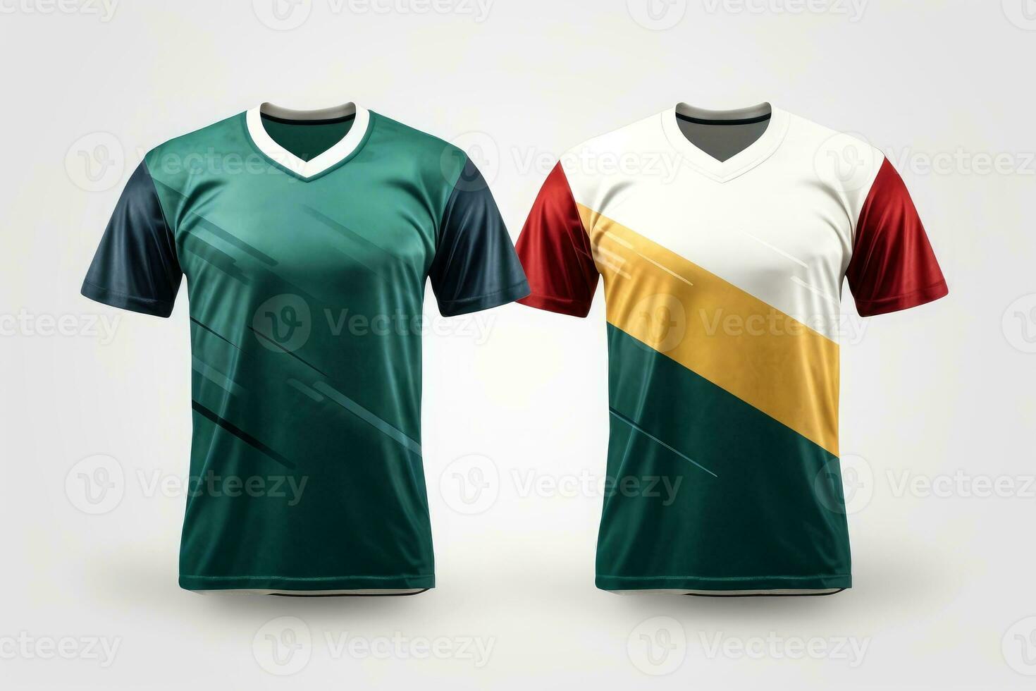 Mockup sports football team uniforms multicolors shirt, Generative AI illustration photo