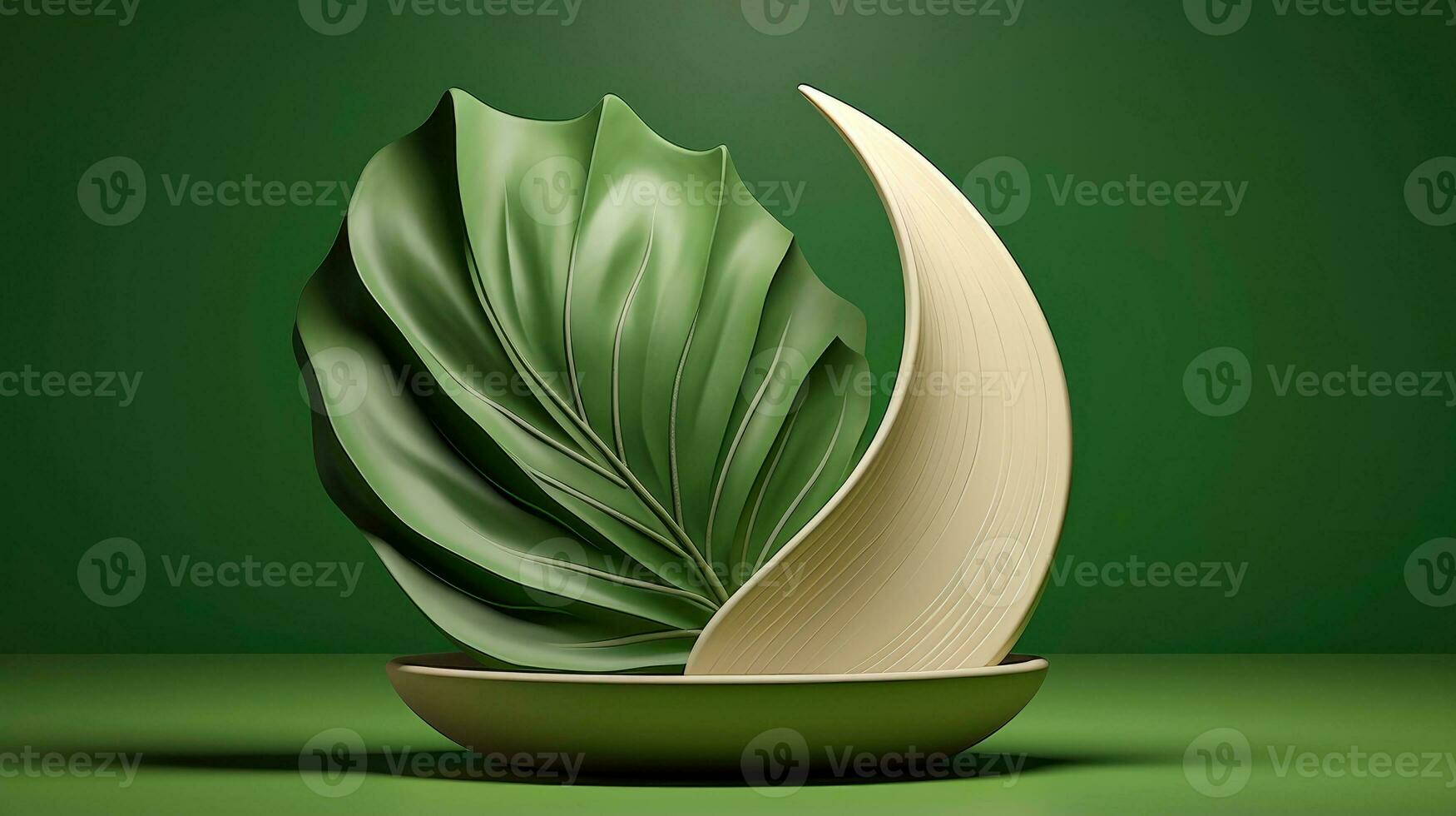 3d mockup leaf of tree and plant. Ecology, bio and natural products concept, Close up view of leaves composition, minimal style, Generative AI illustration photo