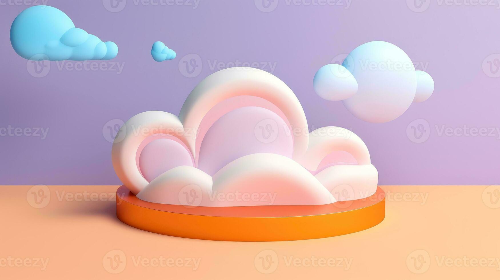 3D purple cloud icon minimal style, cloud computing online service, digital technology security concept, Generative AI illustration photo