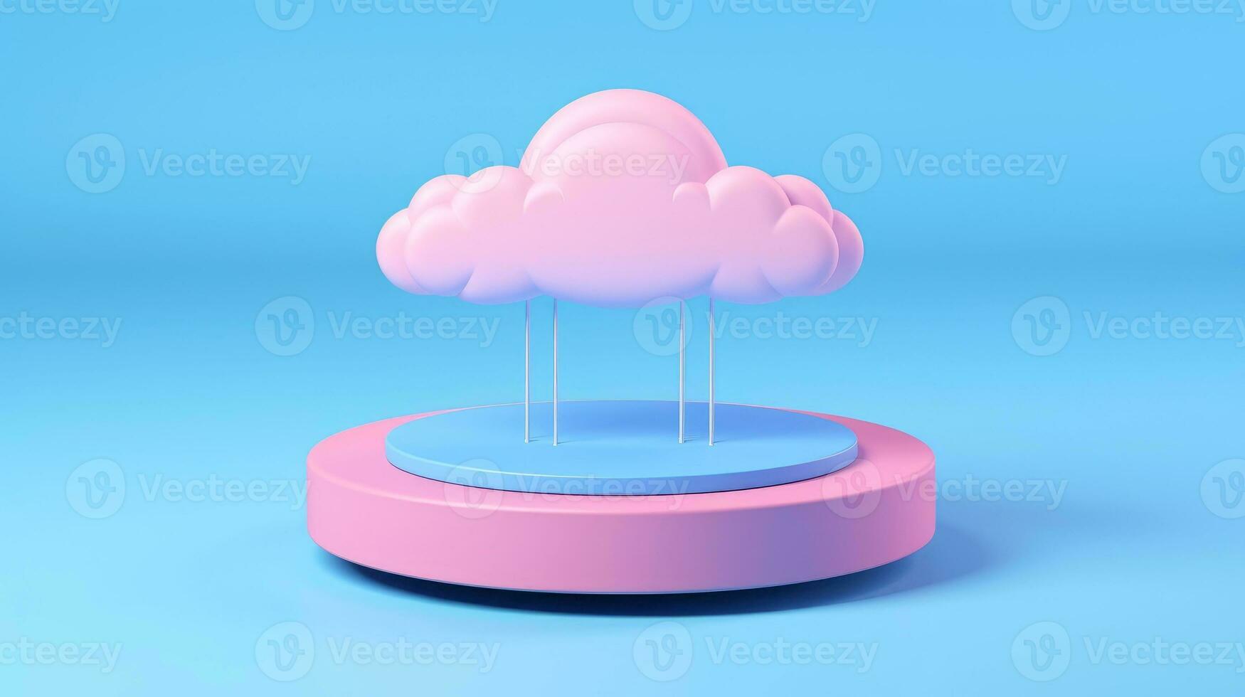 3D cloud icon minimal style, cloud computing online service, digital technology security concept, Generative AI illustration photo