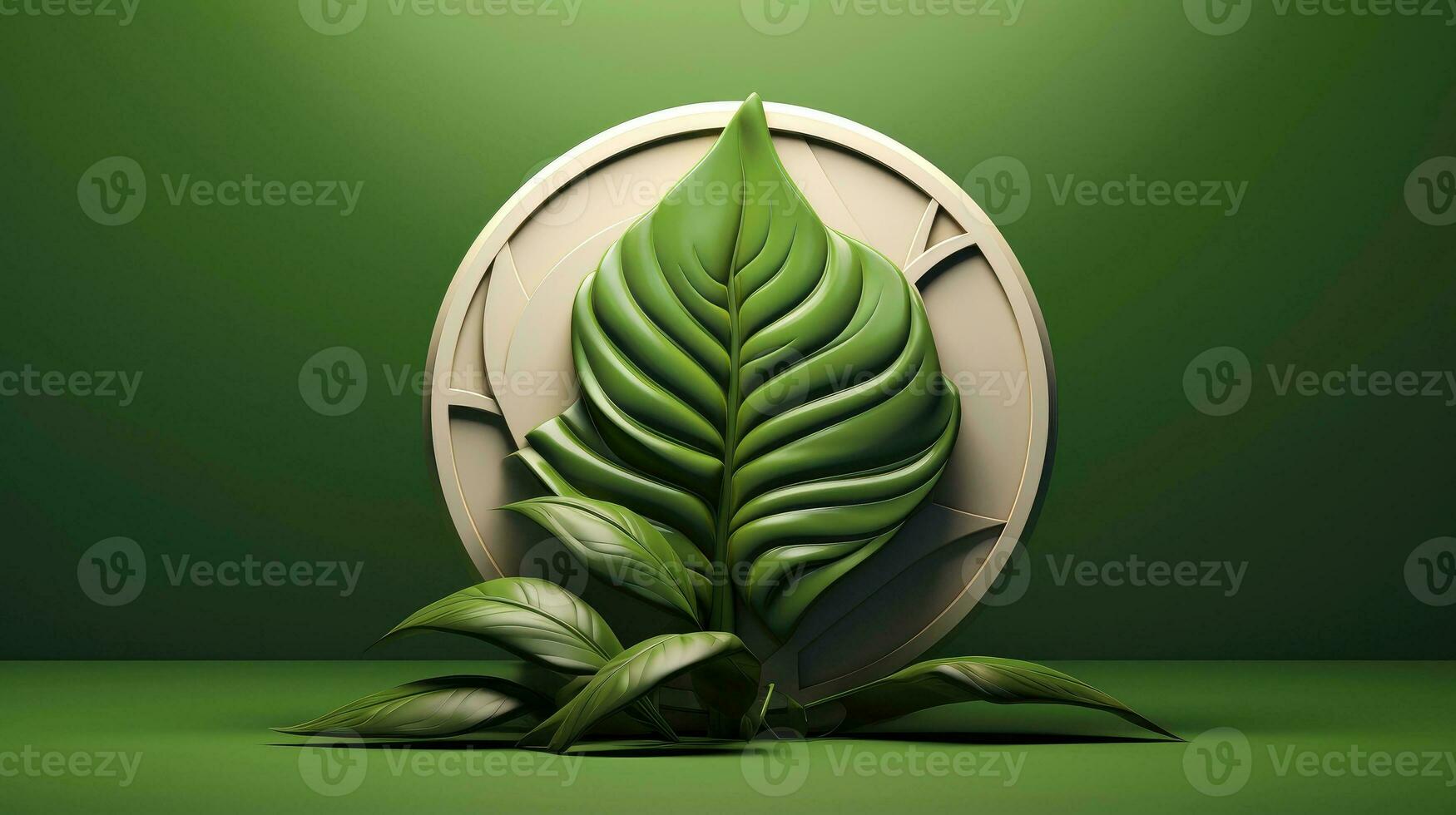 3d Bosquejo hoja de árbol y planta. ecología, bio y natural productos concepto, cerca arriba ver de hojas composición, mínimo estilo, generativo ai ilustración foto