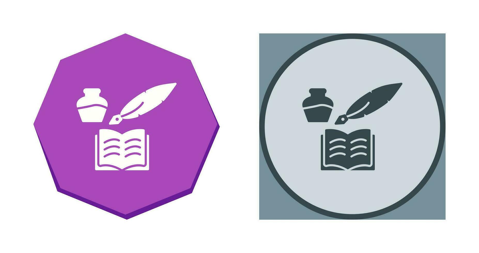 Unique Quill and Book Vector Icon