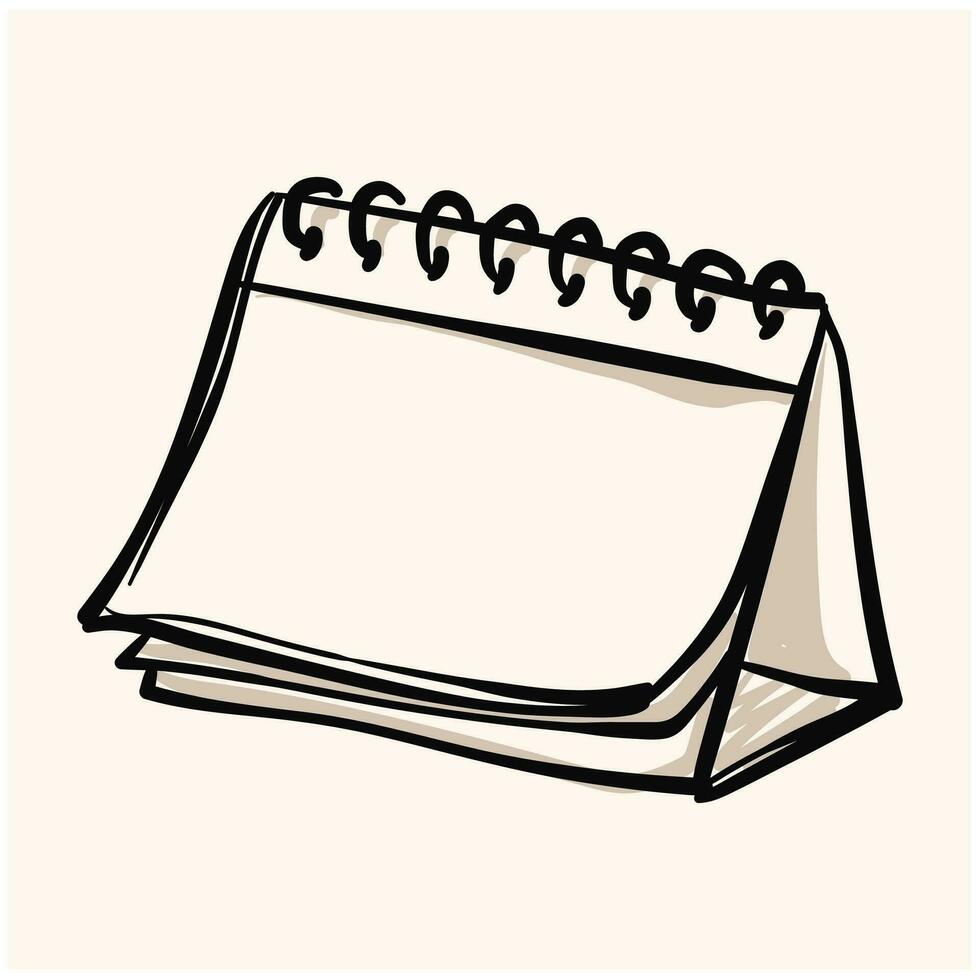 Calendar doodle in line art with background cream vector