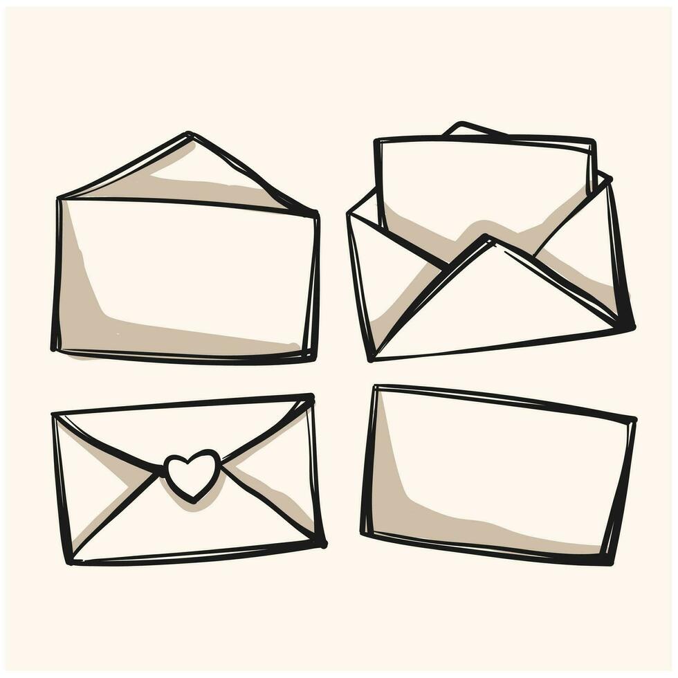 collection of letters in doodle style with cream colored background vector