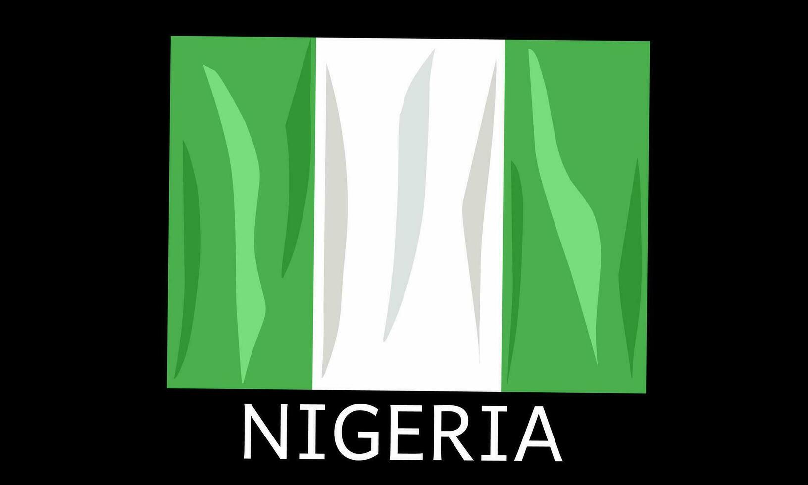 Vector illustration, Nigerian flag to commemorate independence day. With isolated Black background