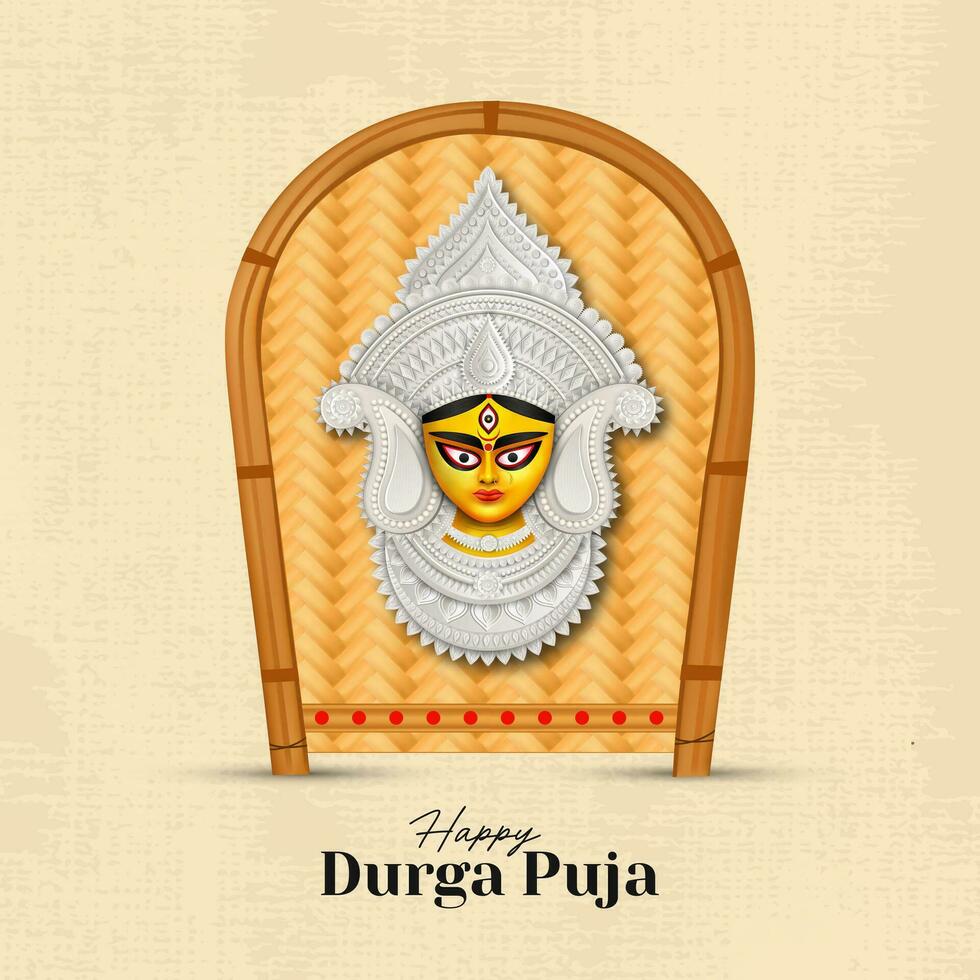 Happy Durga Puja Creative Banner Design With Durga Face Illustration Indian Festival vector