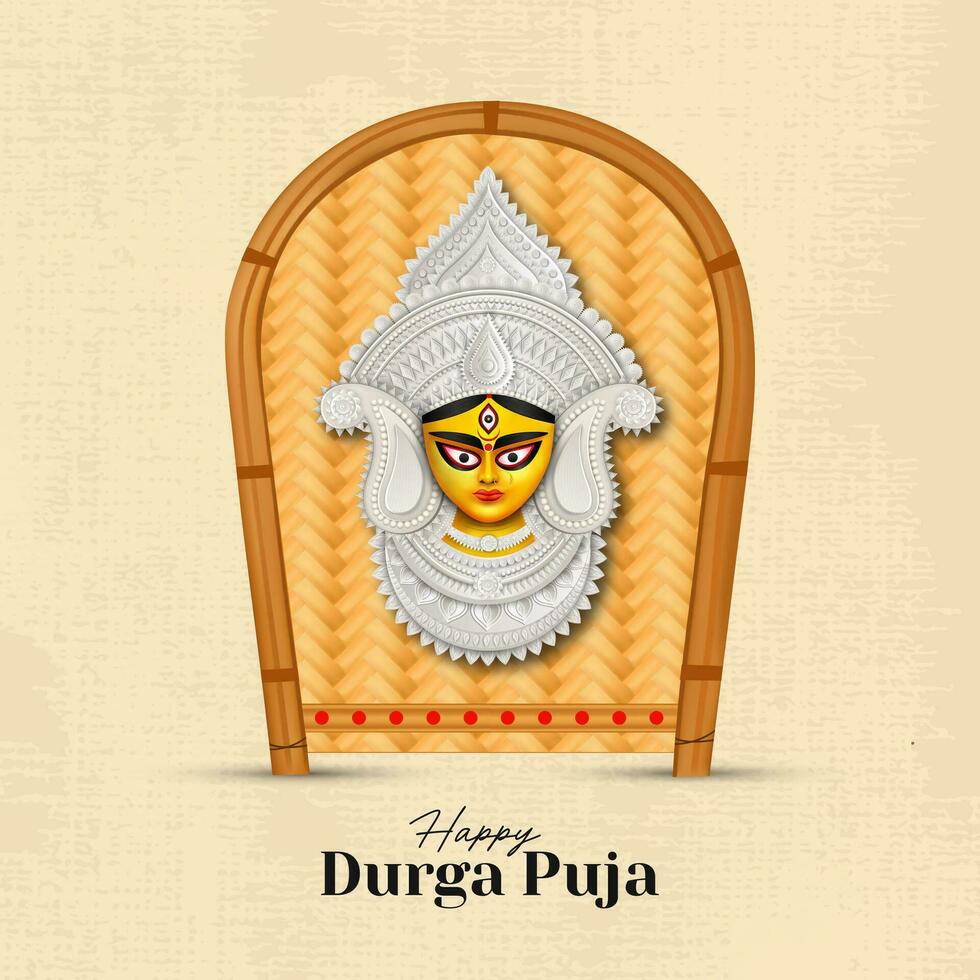 contento Durga puja creativo bandera diseño con Durga cara ilustración indio festival vector