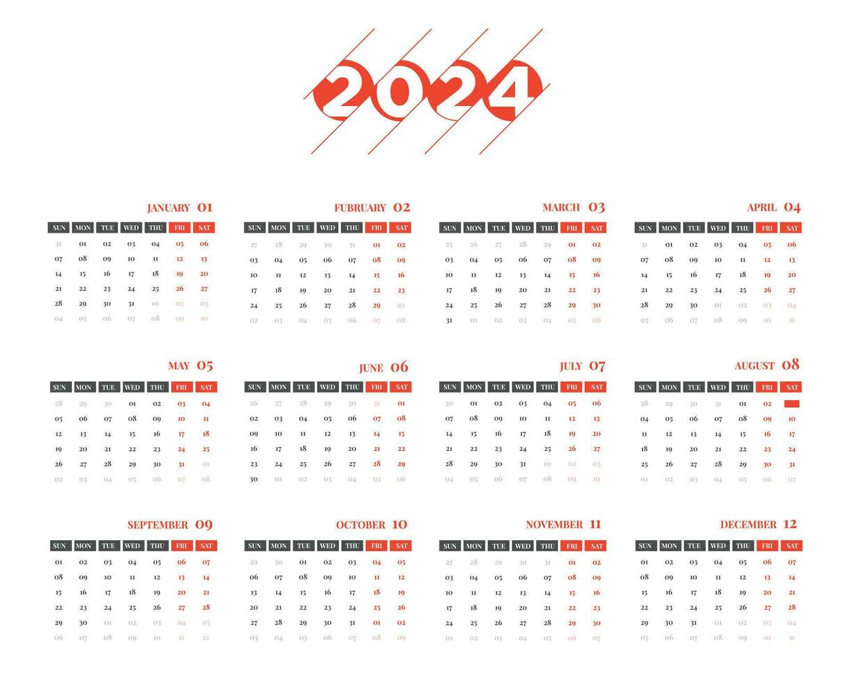 2024 Simple Calendar design template vector