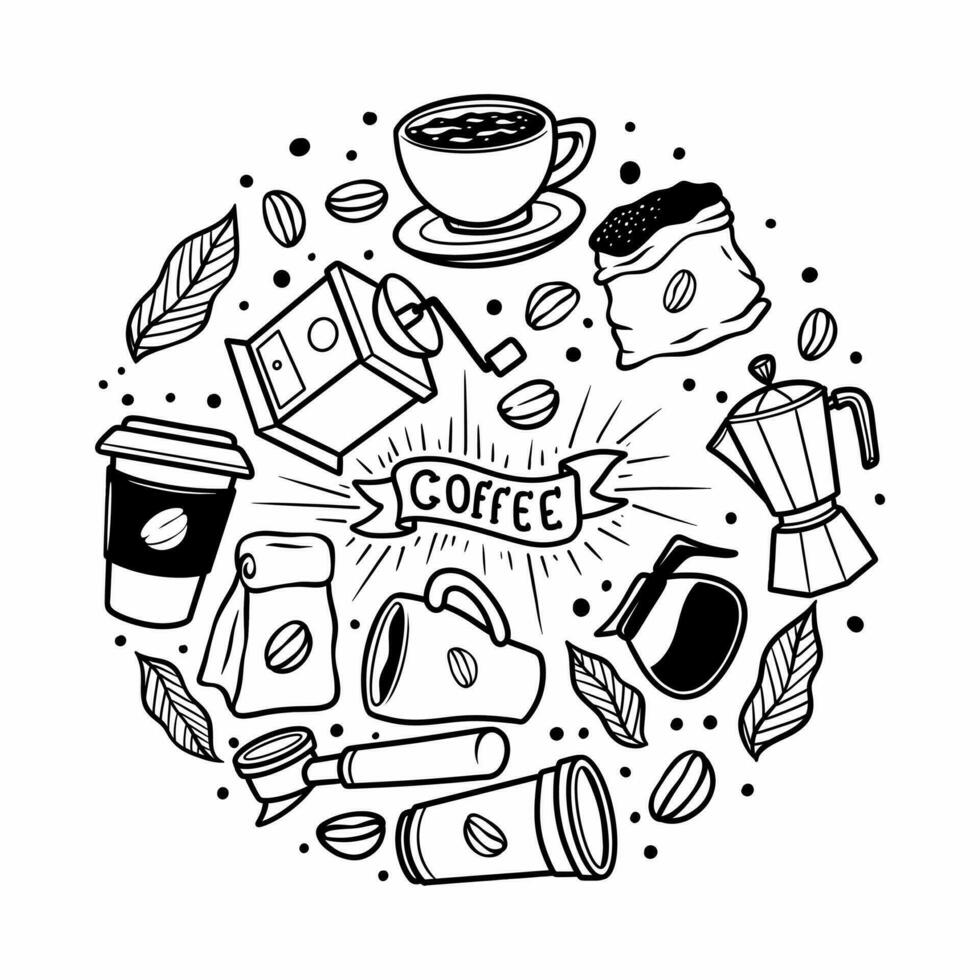 Coffee Doodle Element Hand Drawn Vector