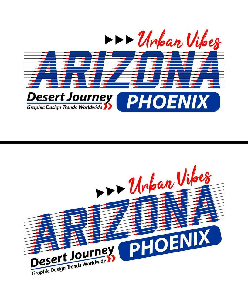 Arizona city vintage urban vibes striped shadow typeface, for print on t shirts etc. vector