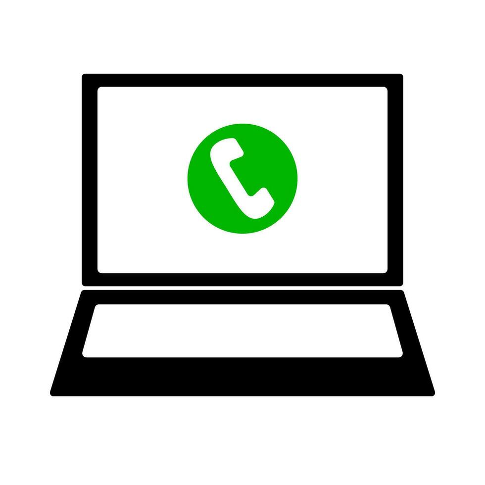 Laptop call icon. Computer and phone icon. Vector. vector