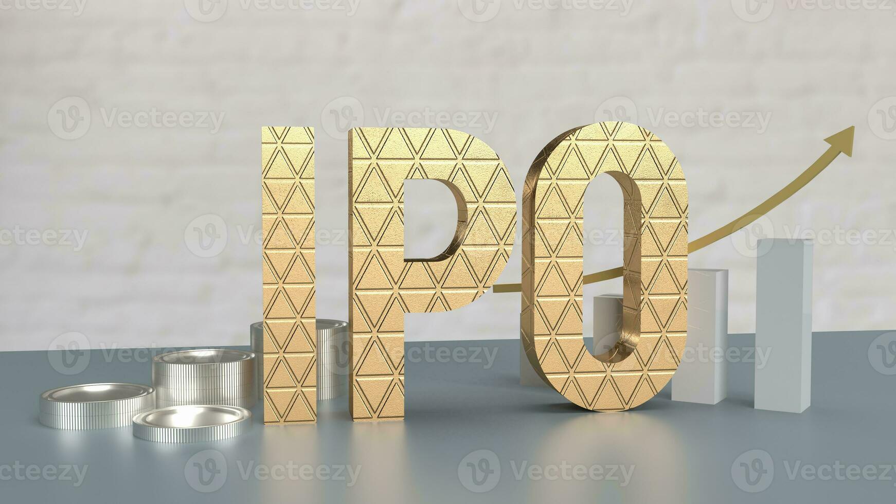 The gold ipo on table for Business concept 3d rendering photo