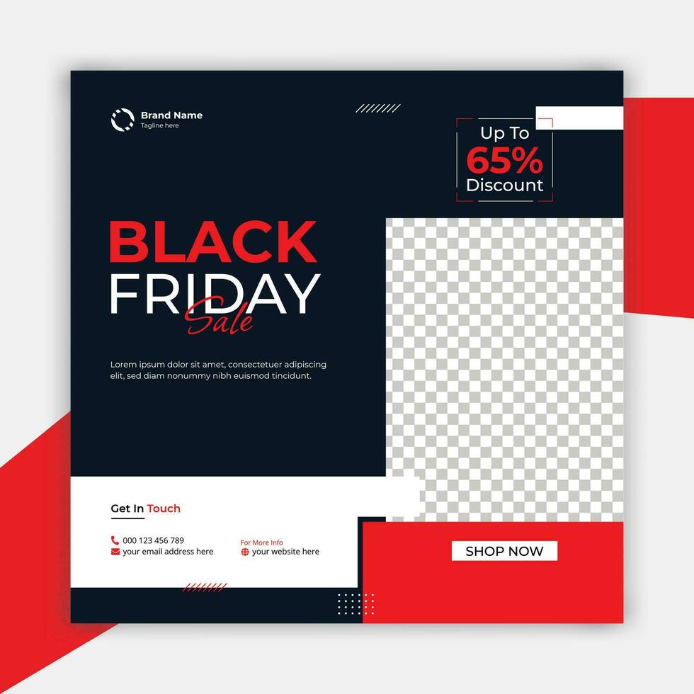 Black Friday social media banner, fashion sale template, product marketing banner for social media vector