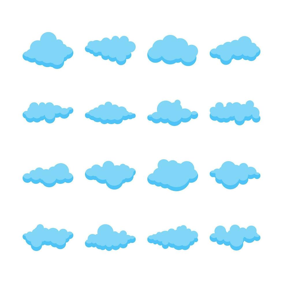 Vector Color Set of Different Clouds Illustration